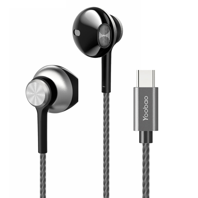 YOOBAO YBL-8 Type-C Aluminum Alloy Plug Wired Headphones Stereo Semi-in-ear Earphones YOOBAO YBL-8 Type-C Aluminum Alloy Plug Wired Headphones Stereo Semi-in-ear Earphones